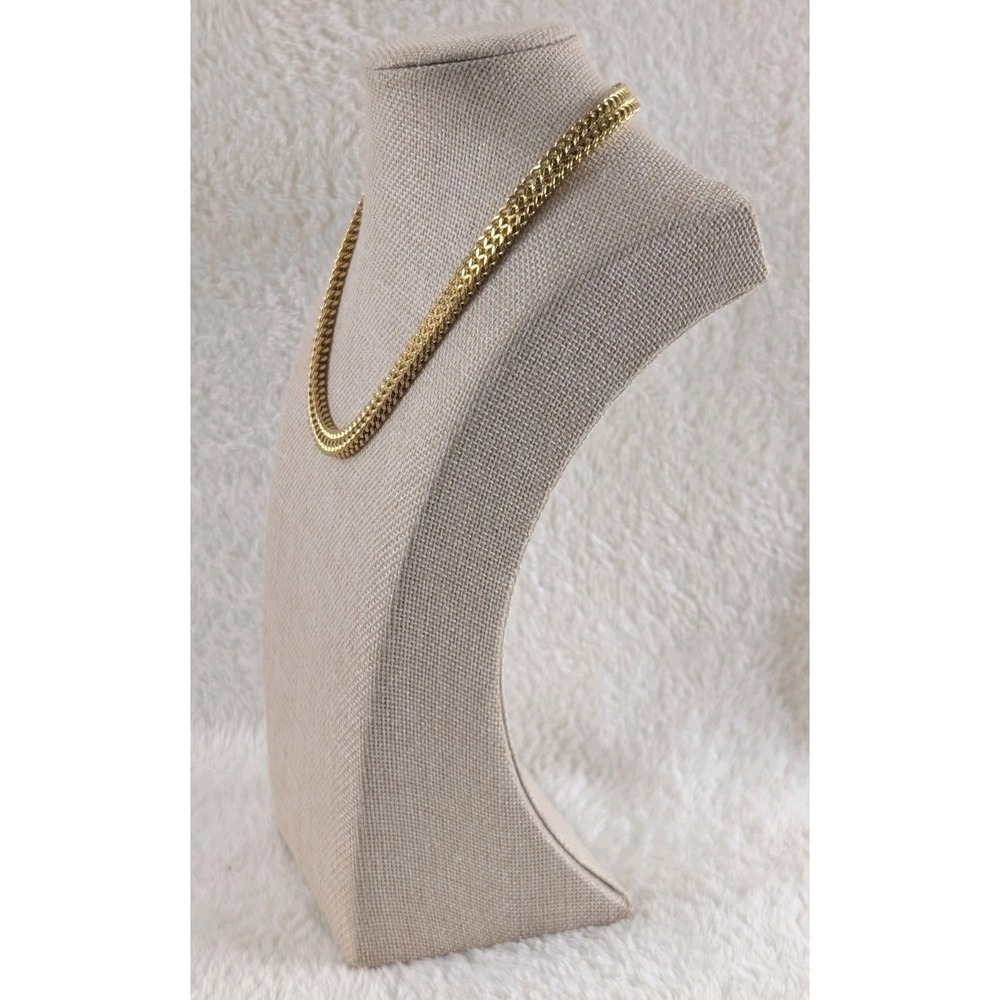 Gold Tone Stainless Steel Woven Chain Necklace Adjustable Heavy 48g‎ Fashion